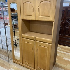 【トレファク ラパーク岸和田店】シューズボックス ナチュラル 鏡付き