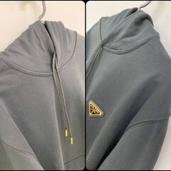 PRADA パーカー UJL24B SWMO 14LJ ブラック コットン100% トップス サフィアーノ ロゴ 黒 三角プレート プラダの画像