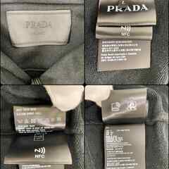 PRADA パーカー UJL24B SWMO 14LJ ブラック コットン100% トップス サフィアーノ ロゴ 黒 三角プレート プラダの画像