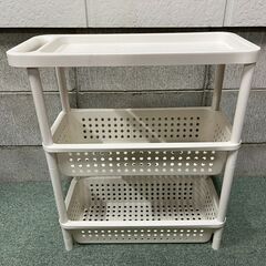 3段 キッチンラック 収納ラック ホワイト 幅48cm×奥行22...