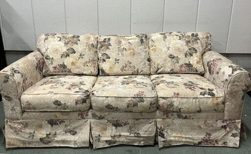 BAUHAUS 3人用 トリプルソファ ファブリック 花柄 アメリカ製 USA 幅200cm×奥行95cm×高さ75cm