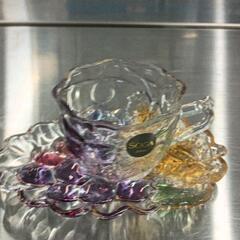 0606-216 カップ＆ソーサー　曽我ガラス　葡萄柄