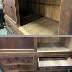 大型 和箪笥 木製 収納 布団 小物 和風 大正～昭和 レトロ 幅180cm×奥行80cm×高さ170cm の画像