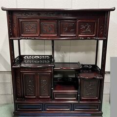 木製 茶箪笥 飾り棚 黒檀 インテリア 幅118cm×奥行36c...