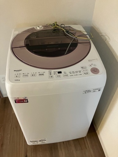 【美品】全自動洗濯機 ピンク系 ES-GV7E-P [洗濯7.0kg /乾燥機能無 /上開き]