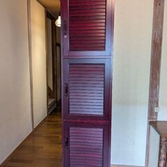 クスノキの3段収納棚　扉付き