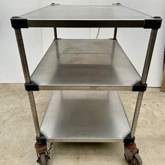 直接引き取り5%OFF　インボイス登録店 ERECTA/エレクター ステンレスカート W900(全幅1000)×D620×H920ｍｍ 配膳ワゴン 3段 キャスター付 中古 609173の画像