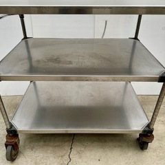 直接引き取り5%OFF　インボイス登録店 ERECTA/エレクター ステンレスカート W900(全幅1000)×D620×H920ｍｍ 配膳ワゴン 3段 キャスター付 中古 609173の画像