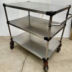 直接引き取り5%OFF　インボイス登録店 ERECTA/エレクター ステンレスカート W900(全幅1000)×D620×H920ｍｍ 配膳ワゴン 3段 キャスター付 中古 609173の画像