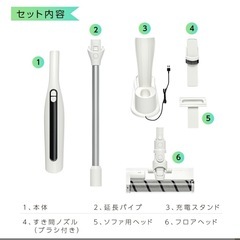 未開封品⭐️ コードレススティッククリーナー サイクロン式 掃除機 パワーブラシ 布団 車 ベット 掃除可 すき間ノズル付き の画像