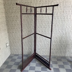中古、鎌倉彫り、漆衣桁、痛みあり