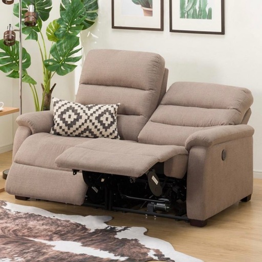 【超美品‼️】定価99,900円♪ ニトリ 148cm幅2人掛け電動リクライニングソファ(Nビリーバ) ラヴソファ USBポート付き 布製♪
