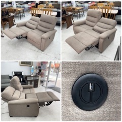 【超美品‼️】定価99,900円♪ ニトリ 148cm幅2人掛け電動リクライニングソファ(Nビリーバ) ラヴソファ USBポート付き 布製♪の画像