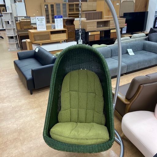 ハンギングチェア　グリーン×シルバー