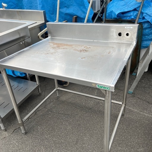 ステンレス　作業台　バックガード付き