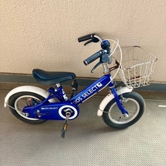 自転車　子供用　12インチ　手押し棒付き　青