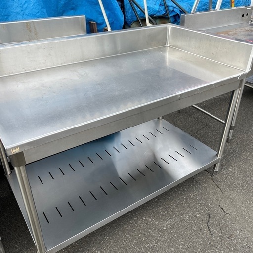 ステンレス　作業台　L字バックガード付き