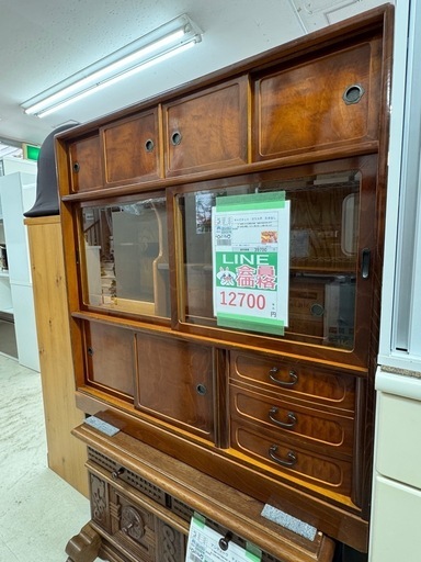 完売致しました?6月6/7/8日開催！初夏のビッグワンSALE?【 キャビネット　ガラス戸　引き出し】　12700円　18-14 