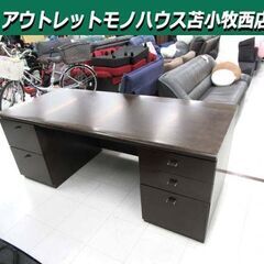 両袖机 事務机 幅180×奥行80×高さ70.5cm ブラウン系...