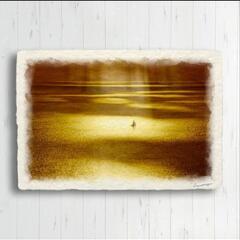 和紙の絵写真　風景画　「雲間の光芒とヨット」の画像