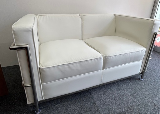 ル・コルビジェ リプロダクト 2人掛け LC2 ソファ ホワイトレザー