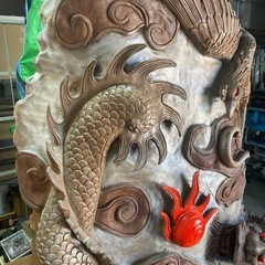 衝立　龍　鳳凰　彫刻　木製　大きいの画像