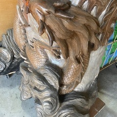 衝立　龍　鳳凰　彫刻　木製　大きいの画像