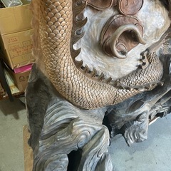 衝立　龍　鳳凰　彫刻　木製　大きいの画像