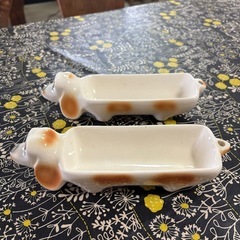 USAビンテージ　ホットドッグ クラッカーディッシュ　陶器　2個セットの画像
