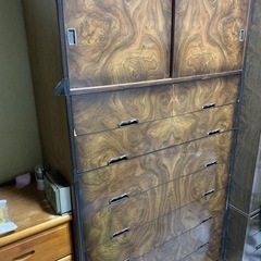 木製ダークブラウン収納タンス 婚礼家具