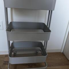 収納家具 キッチン家具 キッチンワゴン キャスター 付き 天板 キッチン 収納 ワゴン 洗面所　　2個セットの画像