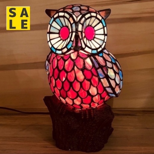 アートのような魅力】JF0429 ステンドグラス ふくろう ランプ