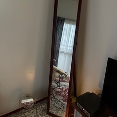 【ほぼ新品】木の質感がオシャレな全身鏡
