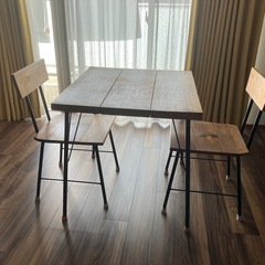 アンティーク風　ダイニングテーブル・チェア2脚セット　 の画像