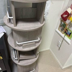 【引き取りの方のみ】回転絵本ラック 4段 アッシュグレーの画像