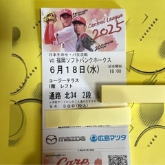 🚨カープチケット　6/18(水) 7人セット
