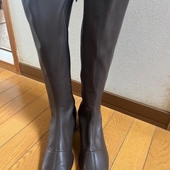 ESPERANZAスクエアトゥローヒールストレッチロングブーツ