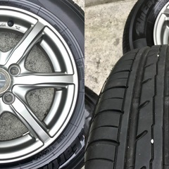 ⚫︎美品！●深溝！●安心国産メーカー！⚫︎程度良！●決まらなければ処分します●タイヤ＋ホイール4本セット⚫︎23年製！●165/70R14● ヨコハマ ブルーアースES32●スズキ Keiに履いておりました。の画像
