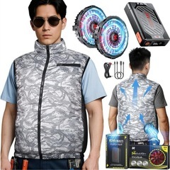 空調作業服⭐️ベストファン バッテリー付き 34V 超高出力 日本製 LLサイズ