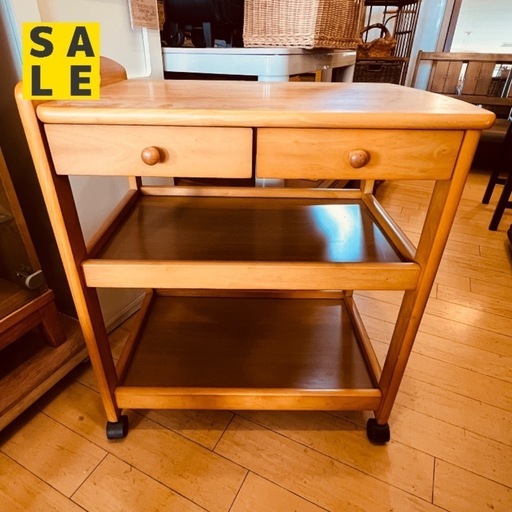 JF0045 キャスターワゴン　キッチンワゴン　木製ワゴン