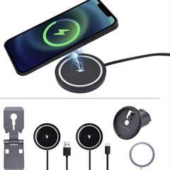 マグネットワイヤレス充電 mag-safe充電器 スタンド+車ホ...