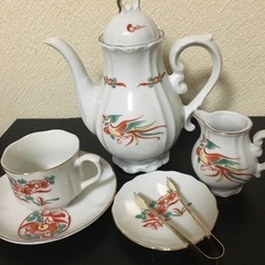 【価格交渉可】美濃焼き 赤絵花鳥柄ティーセット