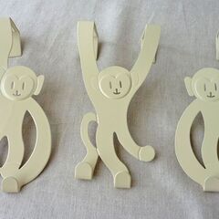 未使用】可愛いお猿さんのドアハンガー　３個セット　ドアフック　猿...