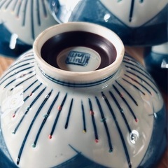 新品未使用　有田焼梅型染付飯椀　茶碗7脚の画像
