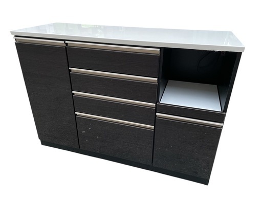 サンコウ キッチンカウンター 食器棚 ロータイプ 木製 引き出し収納