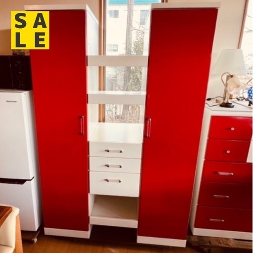 【レトロポップ】JF0334 ワードローブ　チェスト　キャビネット　タンス