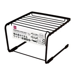 ダイソー　積み重ねできるワイヤー棚　黒