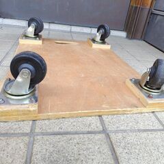 平台車 木製 ゴム車輪 すべり止めなし ダブル持ち手の画像