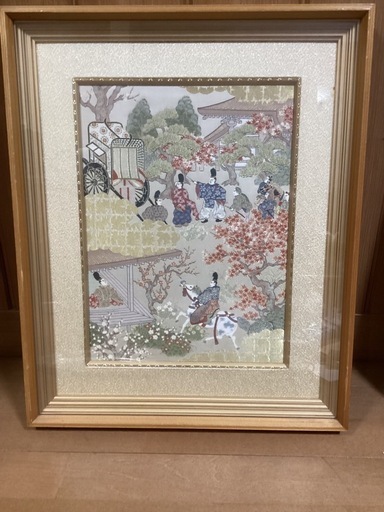 京都 長嶋成織物 西陣織刺繍画　平安絵巻
