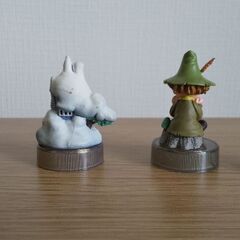 海洋堂ミニフィギュア　スナフキン　ムーミンハウス＆リトルミィのスタンプ　4点をまとめての画像